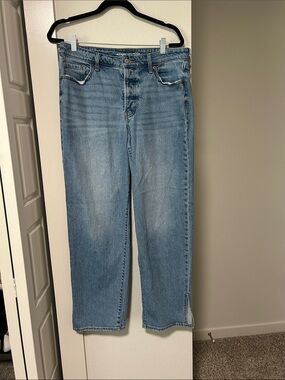 Old Navy Light Blue Wide-Leg Jeans with Side Hem Slit